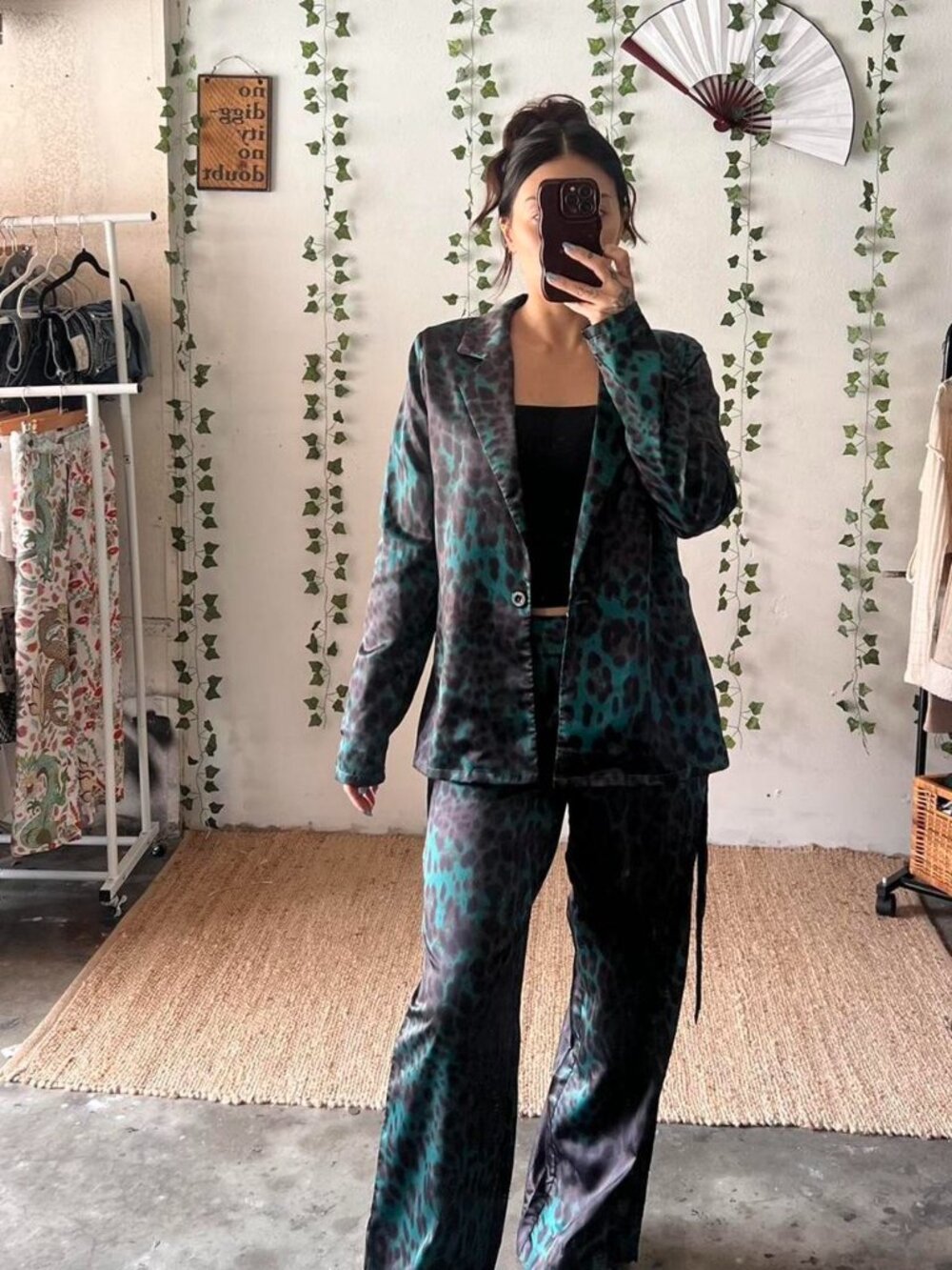 PrettyLittleThing Satin Leopard Print 2 Piece Set – Blazer + Pants